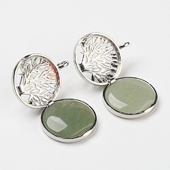 Флюорит Природного флюорита подвески, С выводами медальона из медных рассеивателей, плоские круглые с деревом, платина, 31x25x8 мм, отверстие : 4 мм