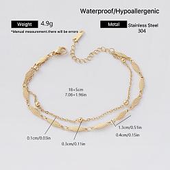 Oval 304 Acero inoxidable 2 Pulseras de hilo para mujer, dorado, oval, 7.09 pulgada (18 cm)