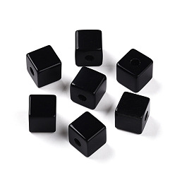 Обсидиан Натуральный обсидиан европейские бусины, кубические бусины с большим отверстием , 15~16.5x15~16.5x15~16.5 мм, отверстие : 4.5~5.5 мм