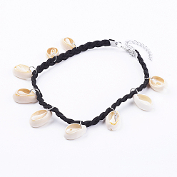 Noir Style de mode colliers choker charme shell cauris collier, avec des agrafes en alliage, noir, 11 pouce
