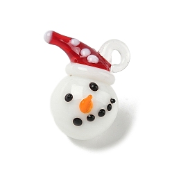 Снеговик Рождество ручной работы Lampwork подвески, снеговик, 24.5x21x16 мм, отверстие : 3x2.5 мм