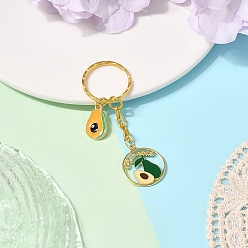 Avocado Брелок из эмалевого сплава, с железными кольцами, фрукты, золотые, авокадо, 76 мм