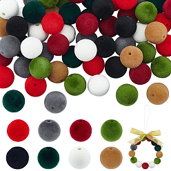 (52) Непрозрачная лаванда 64 шт. 8 цветные флокированные непрозрачные акриловые бусины, круглые, разноцветные, 16 мм, отверстие : 3 мм, 8 шт / цвет