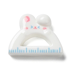 Белый Дым Кабошоны из непрозрачной смолы для изучения темы, школьные принадлежности кролика, правитель, серый, 17x21.5x6 мм