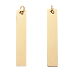 Золотой 304 подвески из нержавеющей стали, зеркальная полировка, прямоугольные, штамповка пустой метки, золотые, 32x6x1.5 мм, отверстие : 3 мм