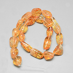 Citrine Natural Citrine Beads Strands, Dyed & Heated, Nuggets, 10~30x10~20x5~12mm, Hole: 1mm, about 21pcs/strand, 15.7 inch