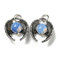 Опал Подвески с опалитом в виде летучей мыши, покрытие стойки латунные подвески на Хэллоуин, без кадмия и без свинца, античное серебро, 27x22x9.5 мм, отверстие : 6 мм