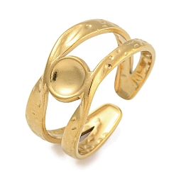 Золотой 304 компоненты открытого кольца манжеты из нержавеющей стали, Настройки колодки кольцо, круглые, золотые, лоток : 5.5 мм, 9.5 мм, внутренний диаметр: регулируемый