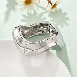 Платина Шарнирные браслеты из сплава для женщин, геометрический, платина, 1-1/8 дюйм (2.8 см), внутренний диаметр: 2 дюйм (5 см) x 2-3/8 дюйм (6.1 см)