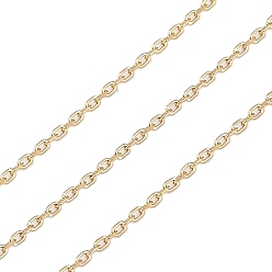 Настоящее золото 18K Ионное покрытие (ip) 304 звенья цепи из нержавеющей стали, с катушкой, пайки, реальный 18 k позолоченный, 2x1x0.2 мм, около 32.81 футов (10 м) / рулон
