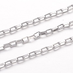Stainless Steel Color Tarnish Resistant 304 Stainless Steel Box Chains, Unwelded, for Jewelry Making, Stainless Steel Color, 3x1.5x0.8mm