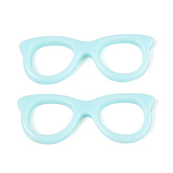 Светло-голубой Подвески из непрозрачной смолы, ссылки на очки, светло-голубой, 16x44~44.5x3.5 мм, отверстие : 14x11.5 мм