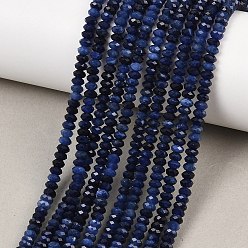 Содалитовое Природный содалит бисер нитей, граненые, рондель, класс АА, 4.5x2~2.5 мм, отверстие : 0.6 мм, около 159 шт / нитка, 15.16'' (38.5 см)