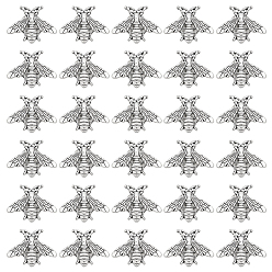 Античное Серебро 40 шт. задняя часть значков для лацканов в виде пчел из сплава, бейдж для рюкзака, античное серебро, 20x26x3 мм, штифты : 1 мм