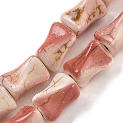 Индийский Красный Синтетические бирюзовые бусины, покрытые краской для выпечки, с эмалью, формой кости, Индийская красная, 12.5x8x8~8.5 мм, отверстие : 1.4 мм, около 30 шт / нитка, 14.84~15.04'' (37.7~38.2 см)