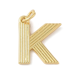 Letter K Латунные подвески, с целью перехода в кольце, письмо амулеты, стойки покрытие, долговечный, без кадмия и без свинца, реальный 18 k позолоченный, Письмо K, 15x12x1.5 мм, отверстие : 3.5 мм