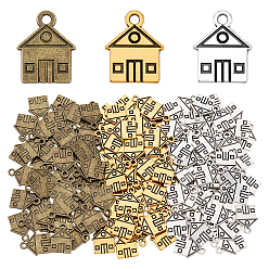 (52) Непрозрачная лаванда 150 шт 3 цвета подвески из сплава в тибетском стиле, дом, разноцветные, 16x12.5x1 мм, отверстие : 1.8~2 мм, 50 шт / цвет