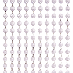 Clear Acrylic Beaded Chains, Unwelded, with Platinum plated Iron Findings, Faceted Octagon, Clear, 14x14x6mm, about 44pcs/strand about about 39.37 inch(1m)/strand