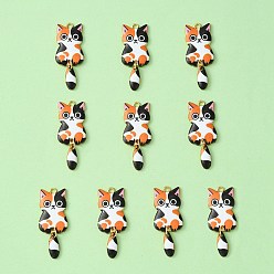 Сэнди Коричневый Подвески из эмали с гальваническим покрытием из светлого золота, без кадмия, без никеля и без свинца, кошачье очарование, песчаный коричневый, 38x15.7x3 мм, отверстие : 2 мм