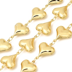 Золотой 304 ссылка цепи из нержавеющей стали сердце, пайки, с катушкой, долговечный, золотые, 21x16.5x6.5 мм