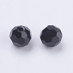 Black Imitation Austrian Crystal Beads, Grade AAA, Faceted(32 Facets), Round, Black, 8mm, Hole: 0.9~1.4mm