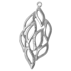 Нержавеющая Сталь Цвет 304 из нержавеющей стали большие кулоны, амулет из полых листьев, цвет нержавеющей стали, 52x24 мм