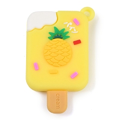 Золотистый Пластиковые подвески из пвх, фруктовое мороженое, золотые, 44.5x28x8~9 мм, отверстие : 3 мм