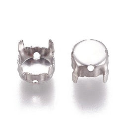 Нержавеющая Сталь Цвет Не тускнеет 316 хирургическая нержавеющая сталь пришивает штыри, настройки когтей для остроконечных страз, цвет нержавеющей стали, лоток : 6 мм, 6x6x5 мм, отверстие : 0.8 мм