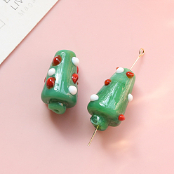 Рождественская елка Бусины лэмпворк ручной работы на новогоднюю тематику, рождественская елка, 24x13 мм