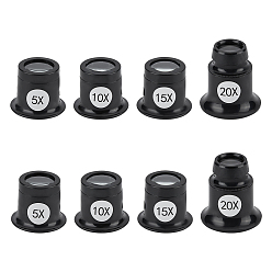 Черный Пэ со стеклянным увеличительным стеклом, для ремонта часов, чёрные, 3.6~4.1x3~3.8 см, Внутренний диаметр: 2.2~2.5 cm, 4 шт / комплект