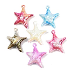 (52) Непрозрачная лаванда УФ-покрытие акриловыми подвесками, морская звезда, разноцветные, 50x42x13 мм, отверстие : 3 мм
