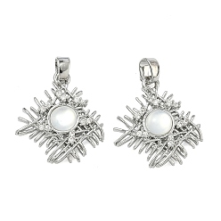 Платина Латунные микропаве прозрачные подвески с фианитом, с кошачий глаз, ромбовидные сетчатые подвески, стойки покрытие, долговечный, платина, 19x17x3.5 мм, отверстие : 3.5x2.5 мм