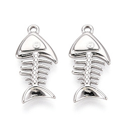 Нержавеющая Сталь Цвет 304 подвески из нержавеющей стали Fishbone, цвет нержавеющей стали, 20.5x10x2 мм, отверстие : 1.4 мм