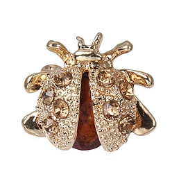 Свет Топаз Броши из сплава со стразами в виде божьей коровки/божьей коровки, броши в виде насекомых для рюкзака, золотые, светлый топаз, 20x22 мм