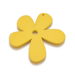 Золотистый Деревянные большие подвески, цветок, окрашенные, золотые, 57x56x2 мм, отверстие : 2 мм