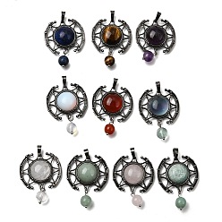 Смешанные камни Природные и синтетические Gemstone подвески, с латунной фурнитурой , очарование солнца, смешанные окрашенные и неокрашенные, 43.5x31.5x8.5 мм, отверстие : 7.5x4.5 мм