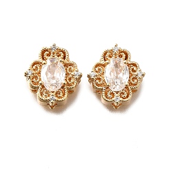 Прозрачный Латунные стеклянные бусины, без кадмия, без никеля и без свинца, ромб, прозрачные, 12x12x6 мм, отверстие : 1.8 мм