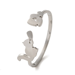 Нержавеющая Сталь Цвет Не тускнеет 304 открытые манжетные кольца из нержавеющей стали, украшения для женщин, белка, цвет нержавеющей стали, размер США 8 1/2 (18.5 мм)