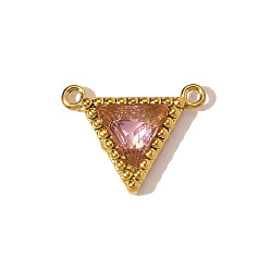 Настоящее золото 18K 304 подвески из нержавеющей стали с кубическим цирконием, треугольник прелести, ионное покрытие (ip), зеркальная полировка, реальный 18 k позолоченный, 11x9 мм, отверстие : 1.5 мм