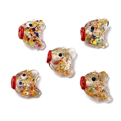 Разноцветный Бусины лэмпворк , рыба, красочный, 17~19x19~21x10~11 мм, отверстие : 1.4 мм
