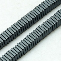 Black Plated Non-magnetic Synthetic Hematite Beads Strands, Frosted, Square, Black Plated, 4x1mm, Hole: 1mm, 15.7 inch