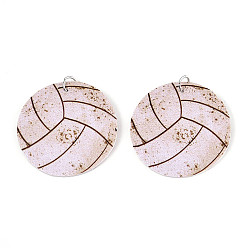 Volleyball Кожа подвески, цвет морской раковины, волейбол, 40x1.5 мм, отверстие : 5 мм
