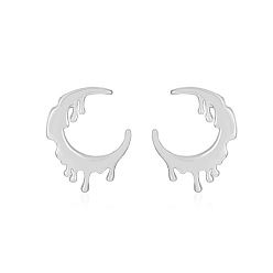 Платина Серьги-гвоздики из латуни в форме луны, слева и справа, платина, 17 мм