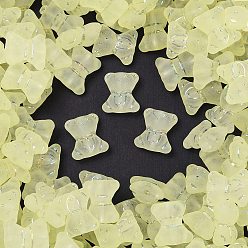 Светло-желтый Матовые прозрачные акриловые бусины, медведь, серебристого металла, обвитыми, с покрытием AB цвета, светло-желтый, 17x15x8.5 мм, отверстие : 1.8 мм, Около 416 шт / 500 г