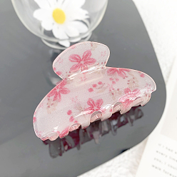 Ярко-Розовый Акриловые коготь заколки, аксессуары для волос для женщин и девочек, арка, ярко-розовый, 80x45 мм