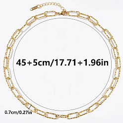 Настоящее золото 18K 304 Цепочки-скрепки из нержавеющей стали с текстурированной поверхностью для женщин, реальный 18 k позолоченный, 17.72 дюйм (45 см)