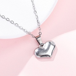 Нержавеющая Сталь Цвет Сердце 304 из нержавеющей стали кулон ожерелья, цвет нержавеющей стали, 17.83 дюйм (45.3 см)