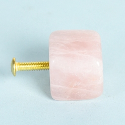 Rose Quartz Rose Quartz Drawer Knobs, Drawer Pulls Handle, Iron Screw, for Home, Cabinet, Cupboard and Dresser, 20~30mm