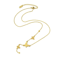 Настоящее золото 18K Ионное покрытие (ip) 304 ожерелья с подвесками из нержавеющей стали, бабочка, реальный 18 k позолоченный, 17.09 дюйм (43.4 см)