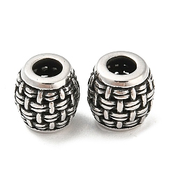 Antik Silber Farbe 316 chirurgische Edelstahlperlen, Fass, Antik Silber Farbe, 9.5x9.5 mm, Bohrung: 4 mm